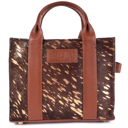 Hair-On Cowhide Leather Metallic Handcrafted Tote Bag (Copper)