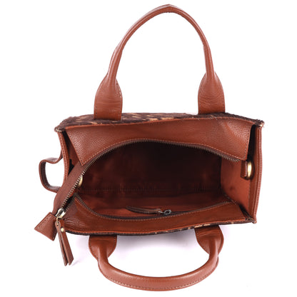 Hair-On Cowhide Leather Metallic Handcrafted Tote Bag (Copper)