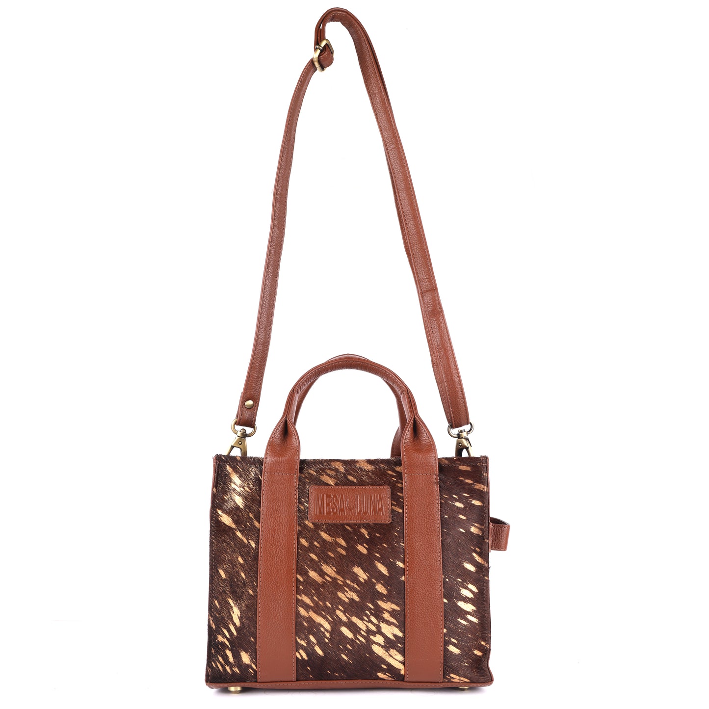 Hair-On Cowhide Leather Metallic Handcrafted Tote Bag (Copper)