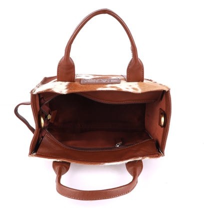 Hair-On Cowhide Genuine Leather Handcrafted Tote Bag (Natural)