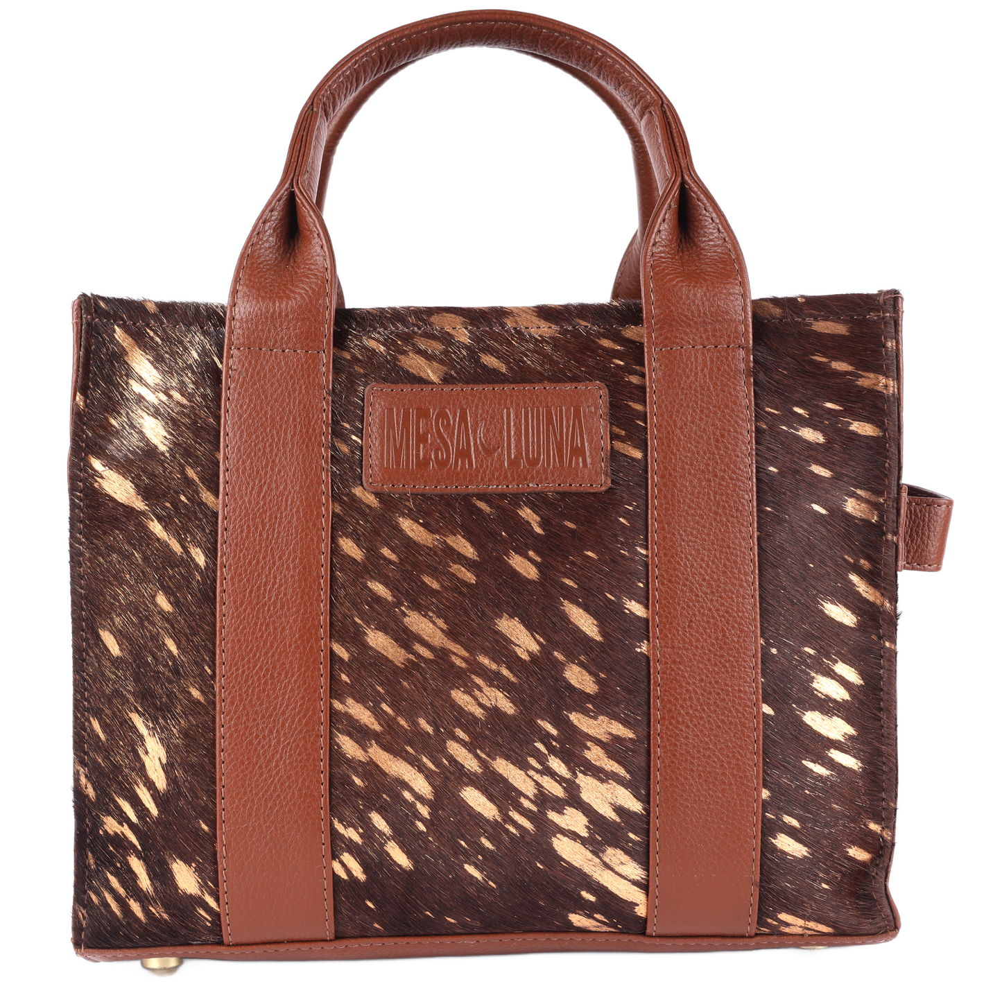 Hair-On Cowhide Leather Metallic Handcrafted Tote Bag (Copper)