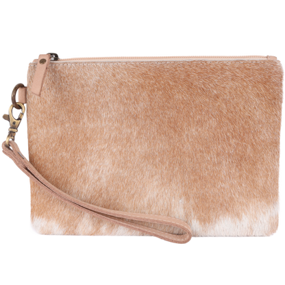 Mesa Luna Hair-on-Leather Pouch - Light Brown Wristlet/Clutch - Handcrafted in the USA!