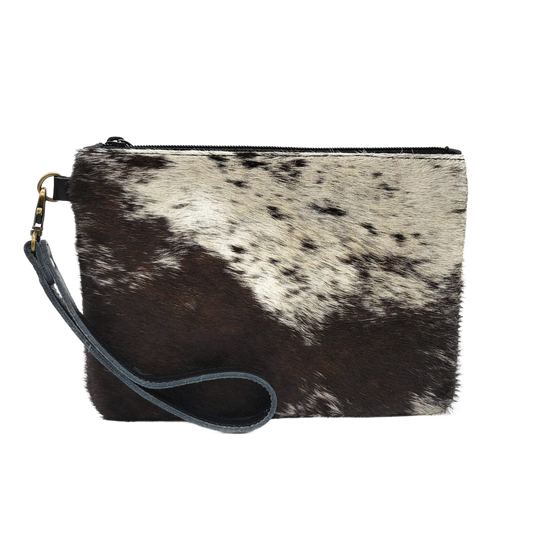 Mesa Luna Hair-on-Leather Pouch - Dark Brown Wristlet/Clutch - Handcrafted in the USA!