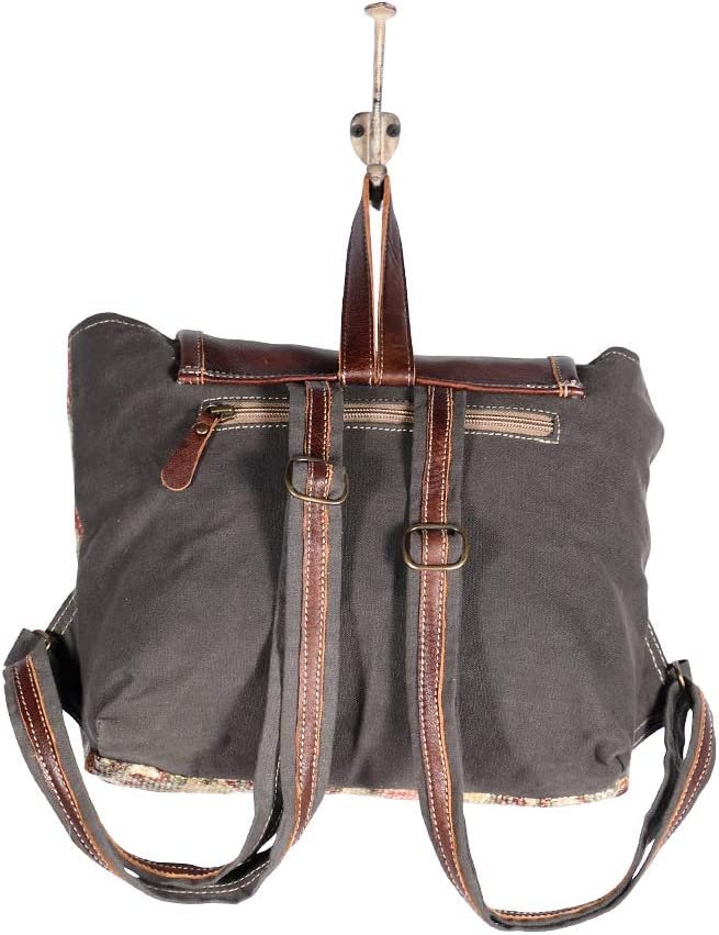 Myra Bags On-The-Go Canvas, leather & Rug Backpack S-1896