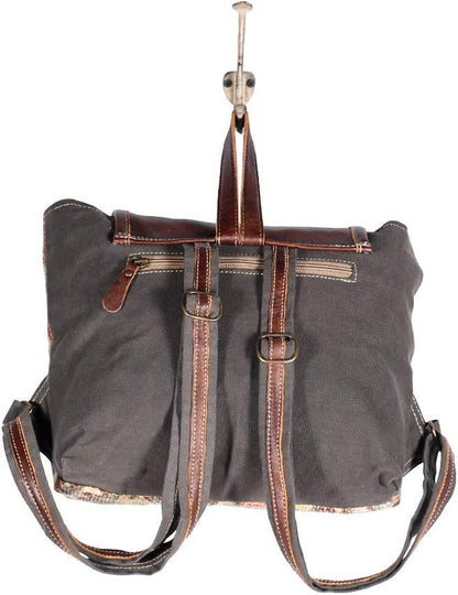 Myra Bags On-The-Go Canvas, leather & Rug Backpack S-1896