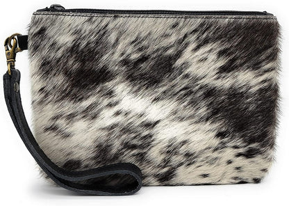 Mesa Luna Hair-on-Leather Pouch - Dark Brown Wristlet/Clutch - Handcrafted in the USA!