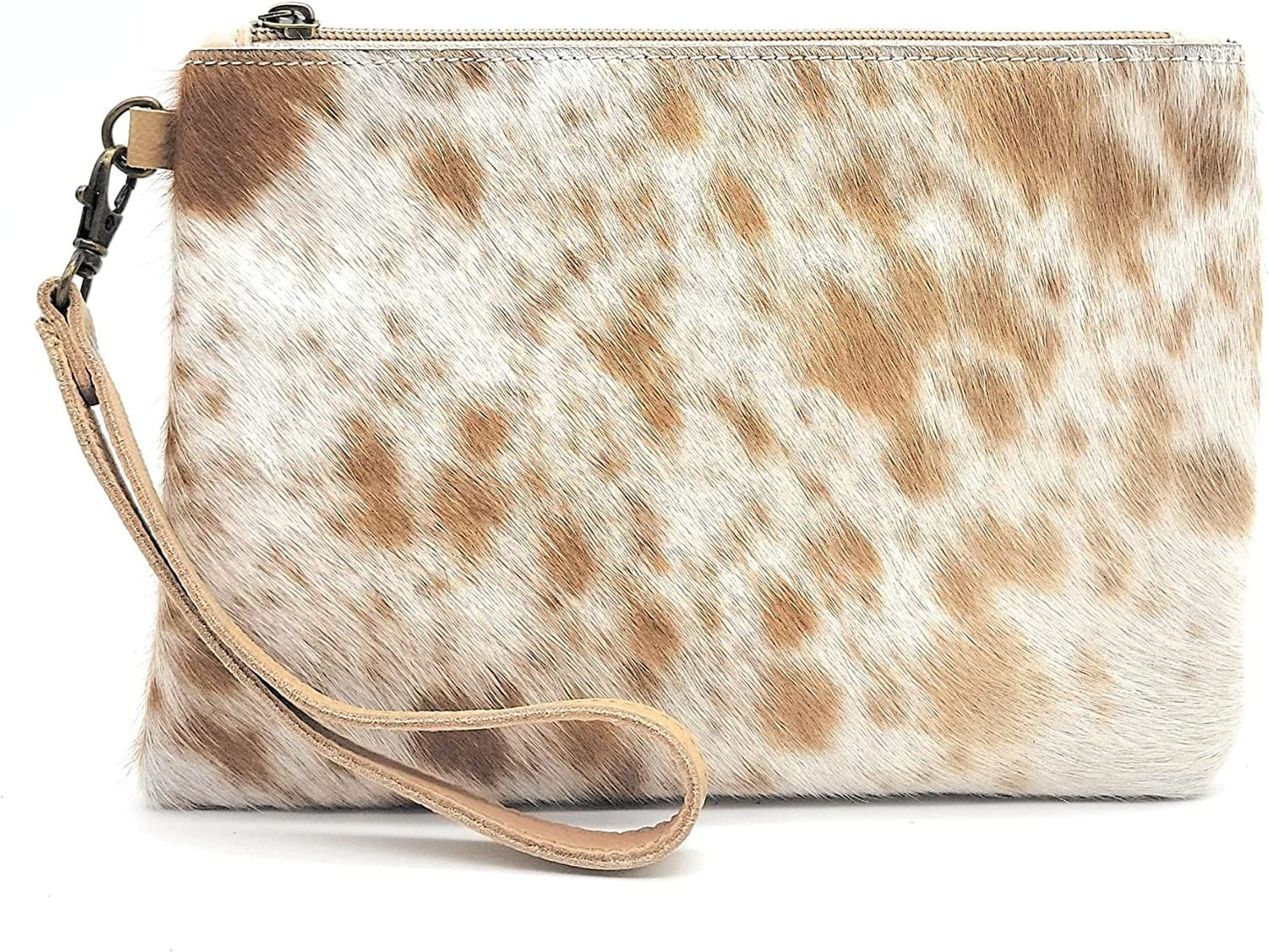 Mesa Luna Hair-on-Leather Pouch - Light Brown Wristlet/Clutch - Handcrafted in the USA!