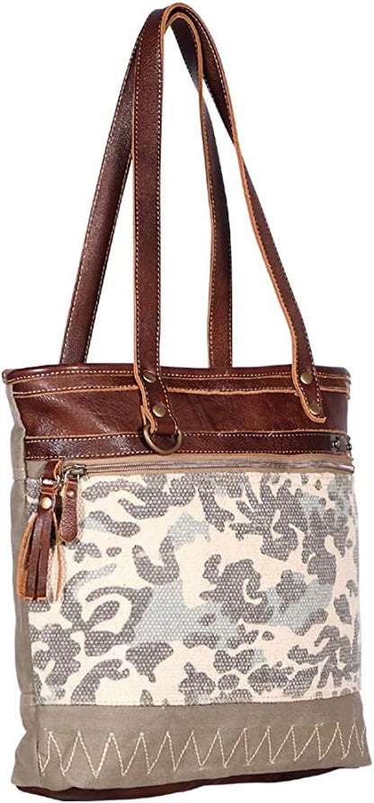 Myra Bags Writer Canvas, leather & Rug Tote Bag S-1958