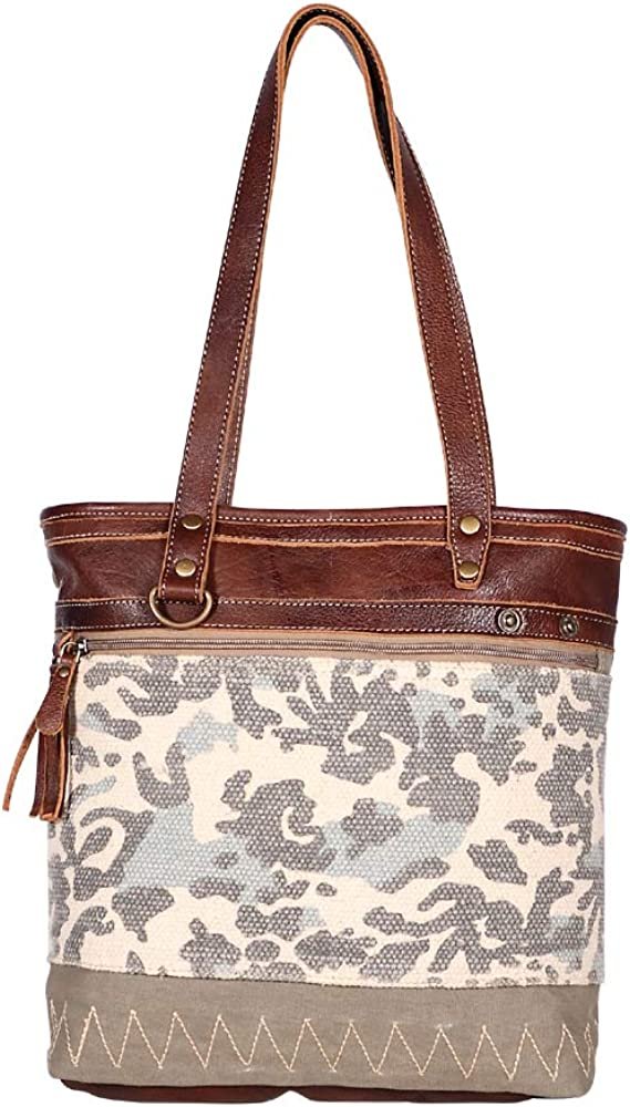 Myra Bags Writer Canvas, leather & Rug Tote Bag S-1958