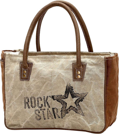 Myra Bags Rock Star Upcycled Canvas Hand Bag S-1045