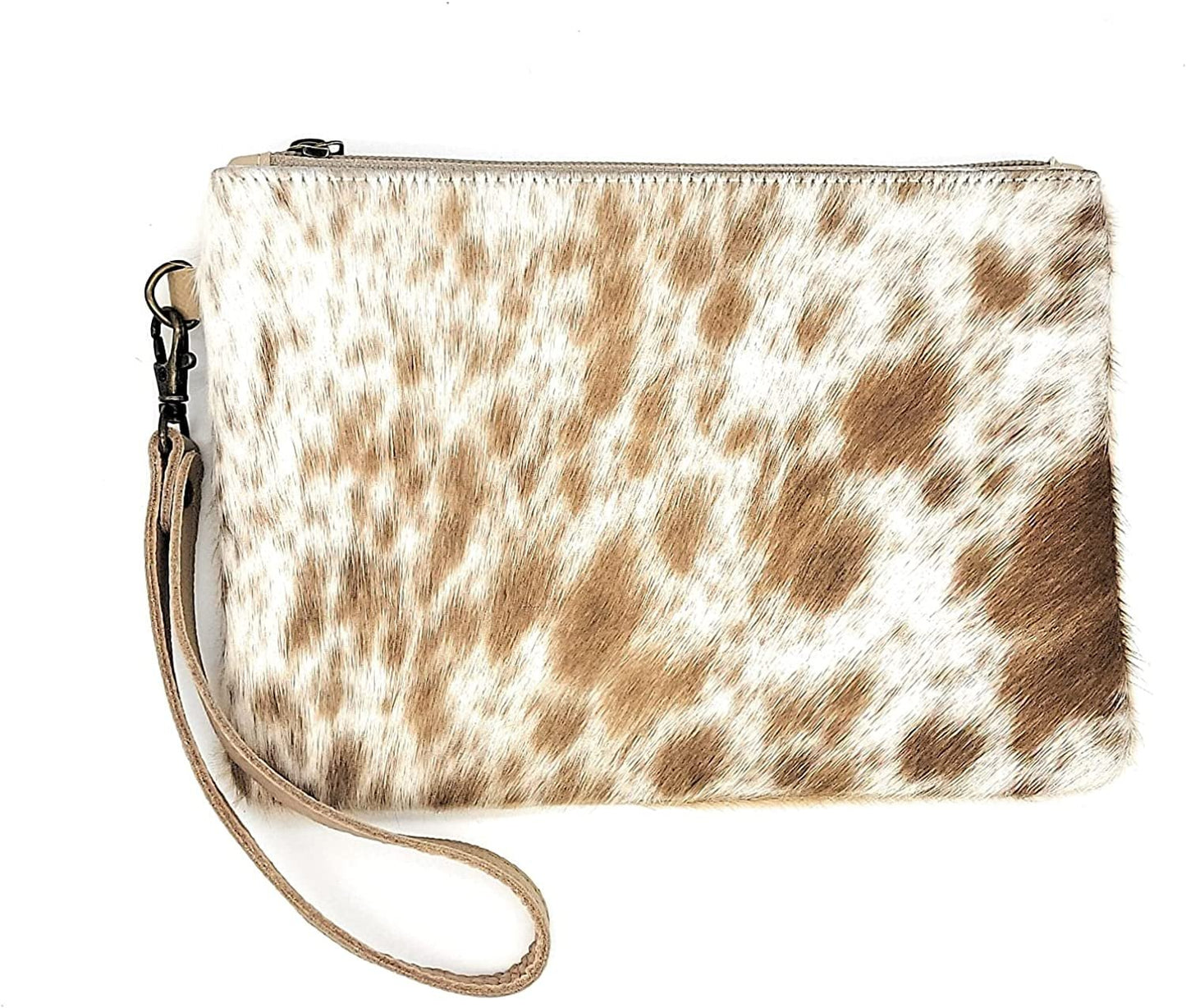 Mesa Luna Hair-on-Leather Pouch - Light Brown Wristlet/Clutch - Handcrafted in the USA!