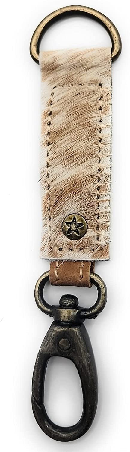 Mesa Luna Handcrafted Hair-on-Leather Light Brown Key Fob