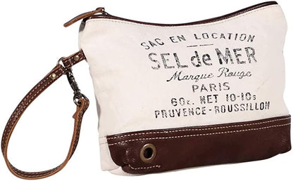 Myra Bags Spunky Canvas & leather Pouch Wristlet S-1960