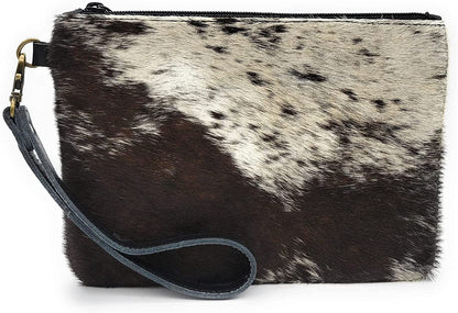 Mesa Luna Hair-on-Leather Pouch - Dark Brown Wristlet/Clutch - Handcrafted in the USA!