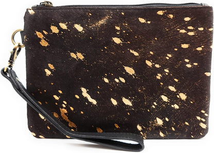 Mesa Luna Metallic Hair-on Cowhide Handcrafted Large Wristlet