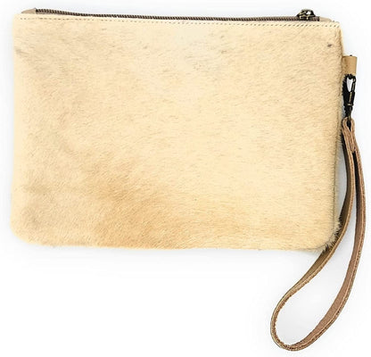 Mesa Luna Hair-on-Leather Pouch - Light Brown Wristlet/Clutch - Handcrafted in the USA!