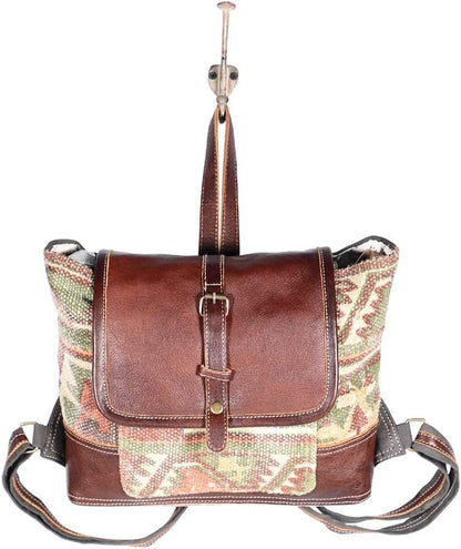 Myra Bags On-The-Go Canvas, leather & Rug Backpack S-1896