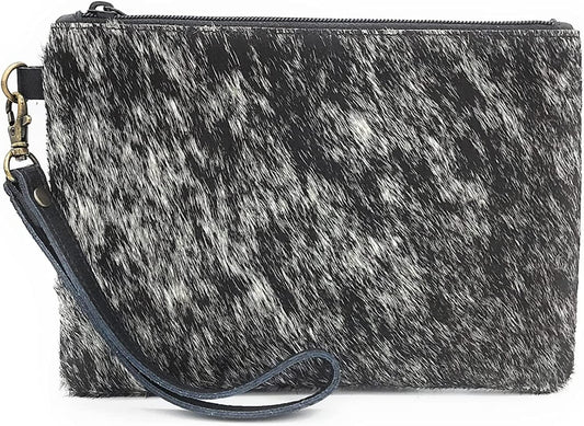 Mesa Luna Hair-on-Leather Pouch - Black Wristlet/Clutch - Handcrafted in the USA!