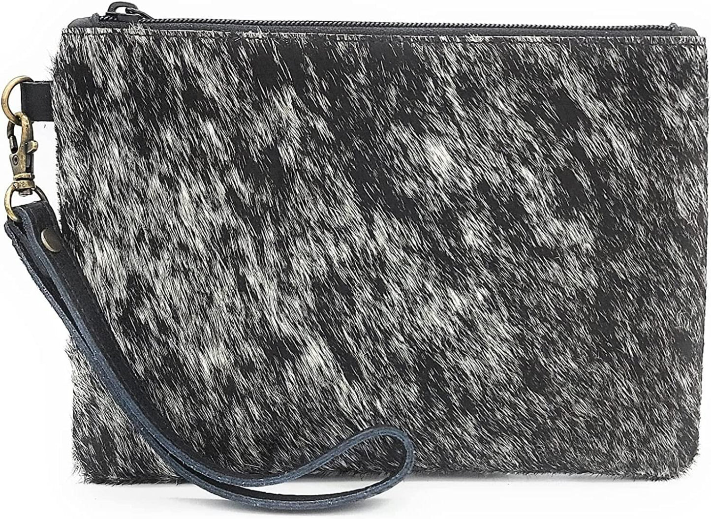 Mesa Luna Hair-on-Leather Pouch - Black Wristlet/Clutch - Handcrafted in the USA!