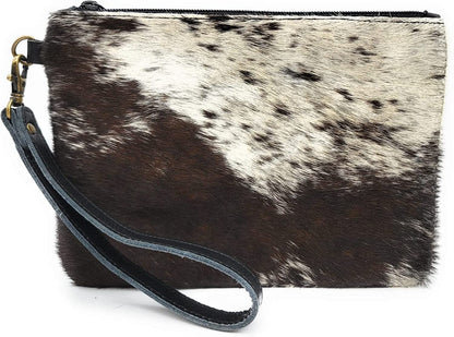 Mesa Luna Hair-on-Leather Pouch - Dark Brown Wristlet/Clutch - Handcrafted in the USA!