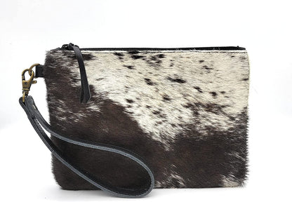 Mesa Luna Hair-on-Leather Pouch - Dark Brown Wristlet/Clutch - Handcrafted in the USA!