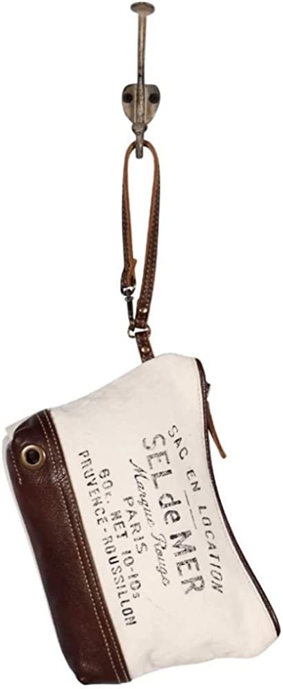 Myra Bags Spunky Canvas & leather Pouch Wristlet S-1960