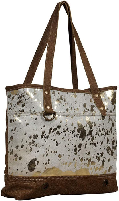 Myra Bags Largish Leather Tote Gold Fleck