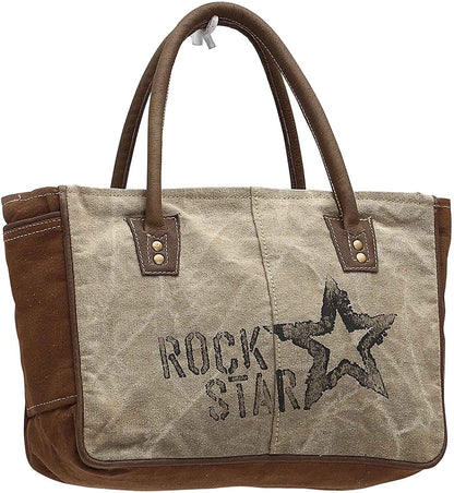 Myra Bags Rock Star Upcycled Canvas Hand Bag S-1045