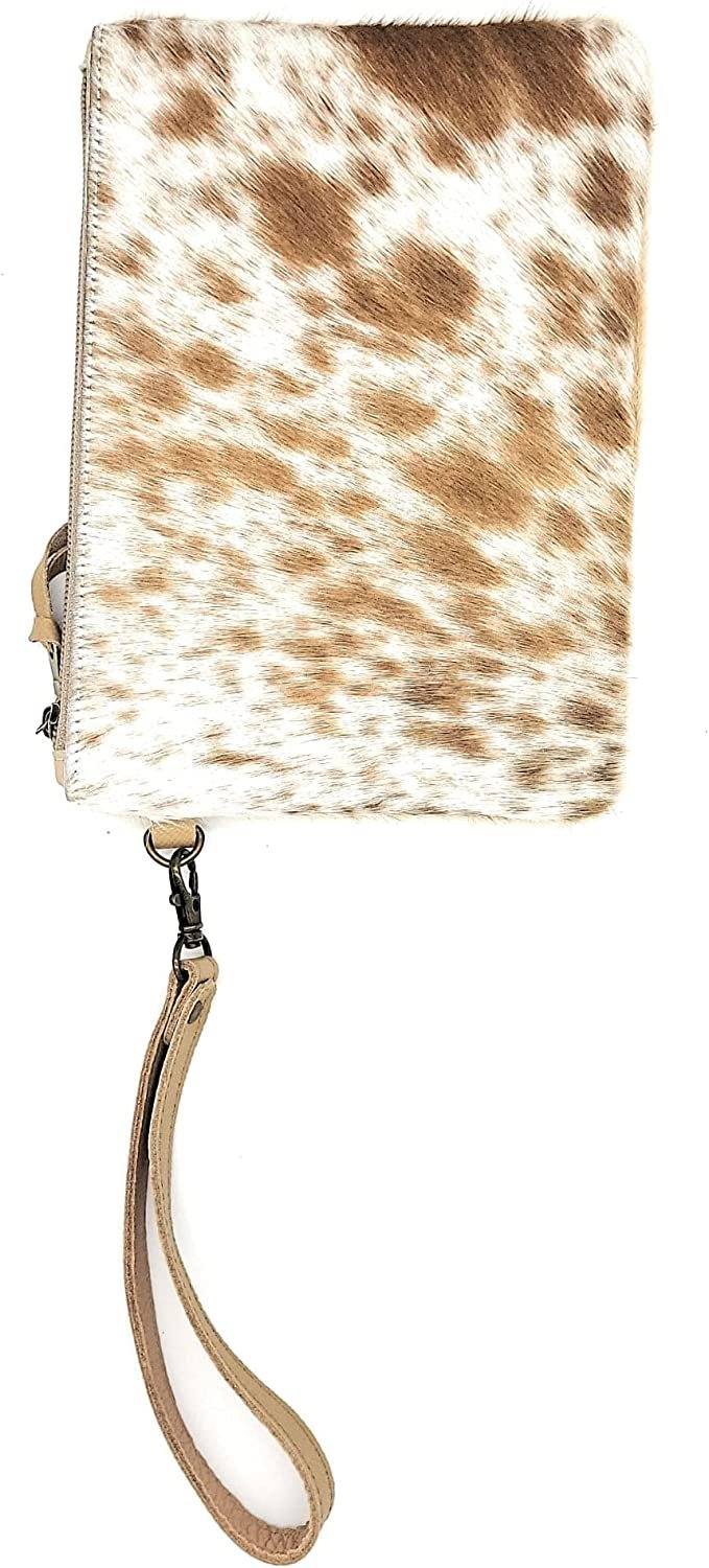 Mesa Luna Hair-on-Leather Pouch - Light Brown Wristlet/Clutch - Handcrafted in the USA!