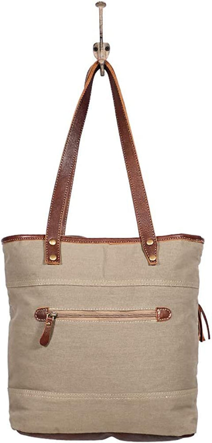 Myra Bags Writer Canvas, leather & Rug Tote Bag S-1958