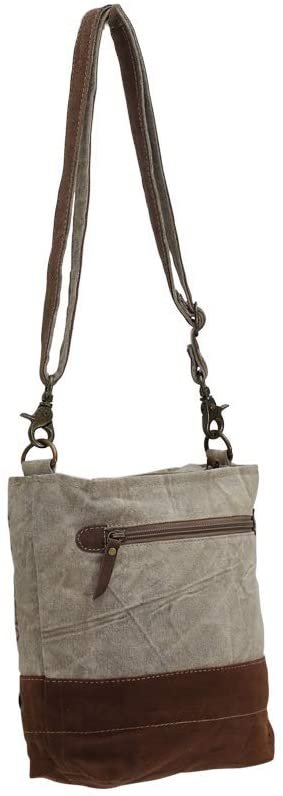 Myra Bags Leather Star Upcycled Canvas Medium Corssbody Bag M-0898