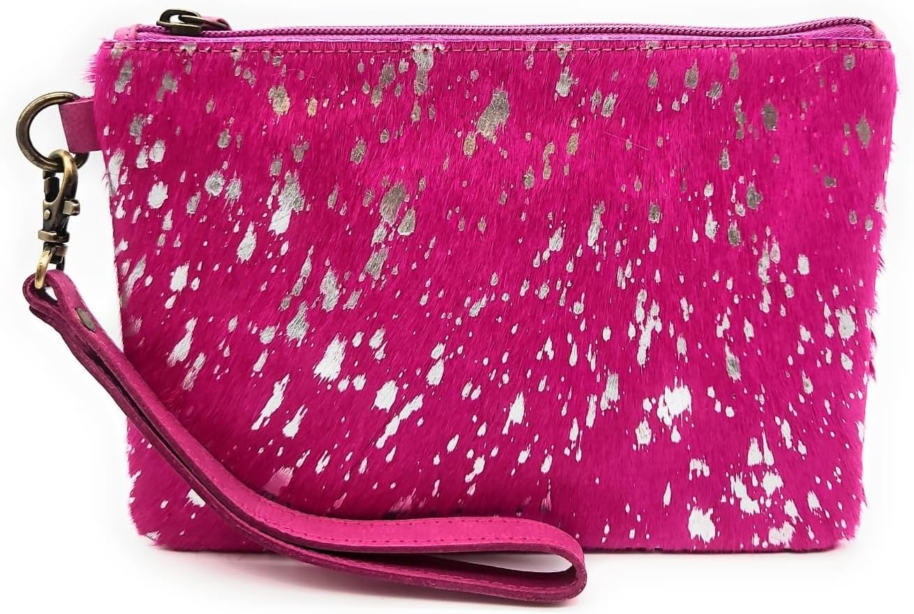 Mesa Luna Metallic Hair-on Cowhide Handcrafted Large Wristlet